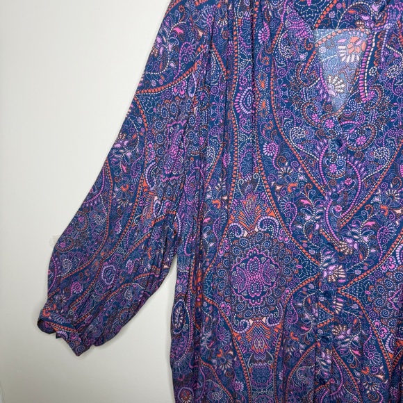 Terra & Sky Blouse Colorful Paisley Spring Summer Print 100% Viscose Size 3X - Picture 5 of 9
